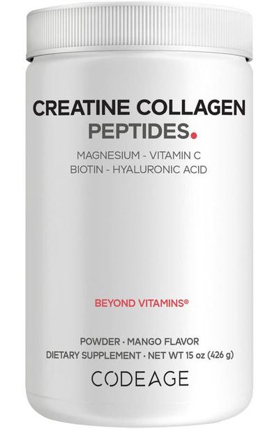Codeage Codeage Creatine Collagen Peptides, Biotin, Magnesium, Hyaluronic Acid, Vit C, Mango Flavor