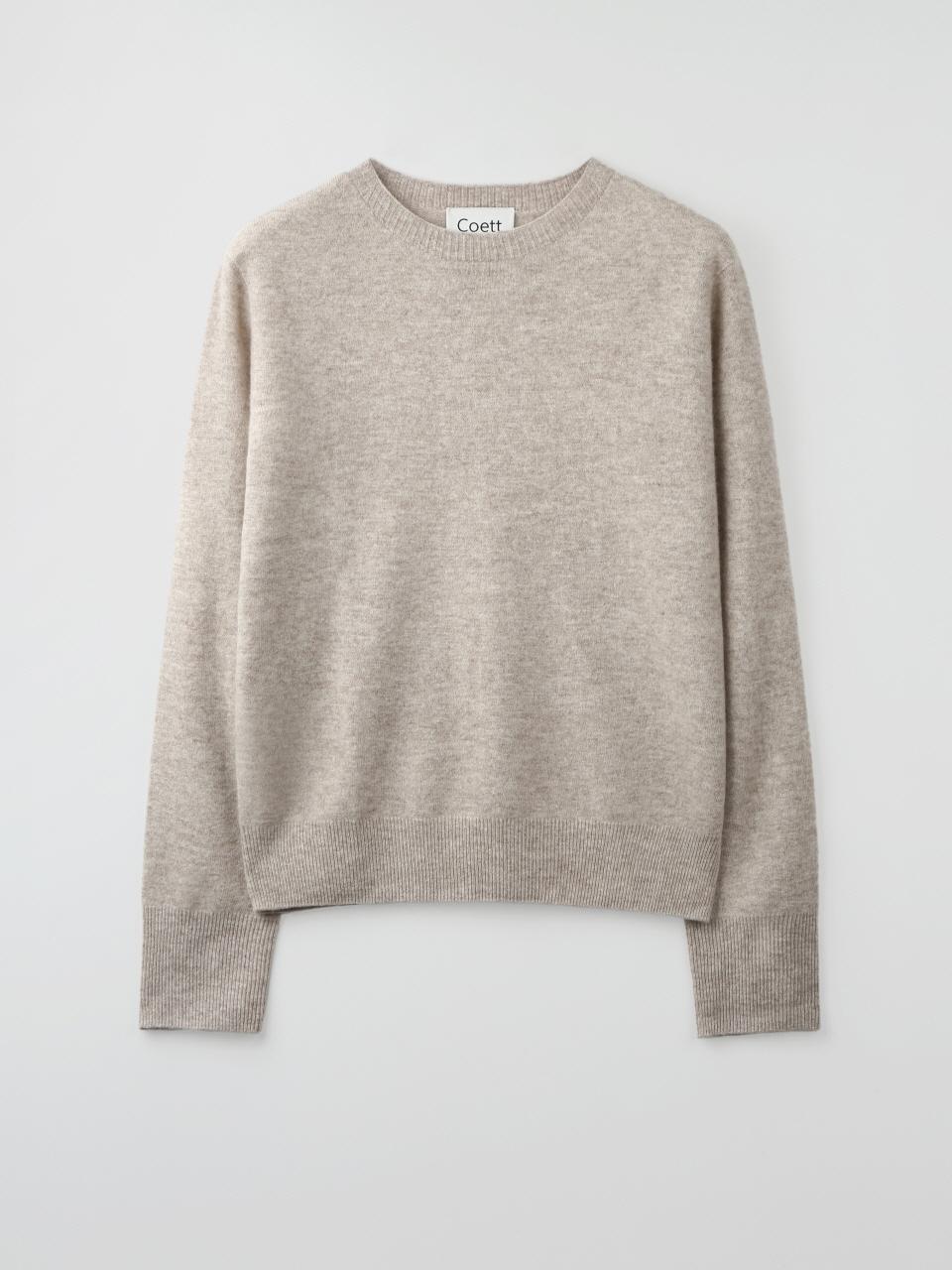Coett Cashmere Wool Clean-cut Knit Top [Melange Beige]