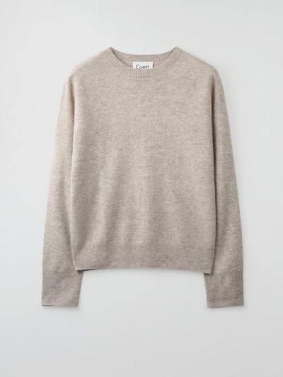 Coett Cashmere Wool Clean-cut Knit Top [Melange Beige]