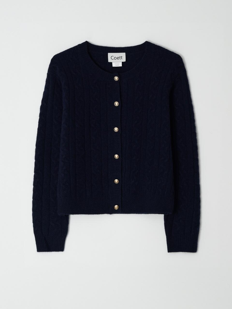 Coett [Coet] Gold button wool cardigan_Navy