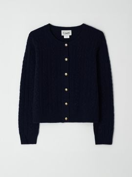 Coett [Coet] Gold button wool cardigan_Navy