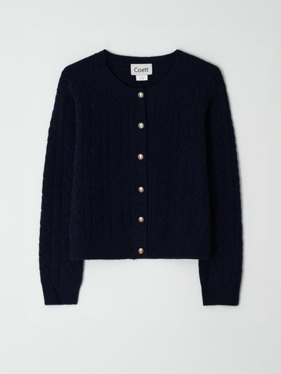 Coett [Coet] Gold button wool cardigan_Navy