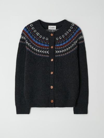 Coett [Coet] Nordic Wood Button Cardigan_Charcoal