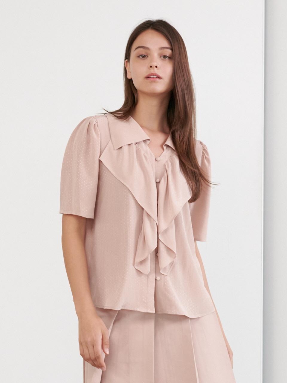 Coett Collar Ruffle Blouse_Indie Pink