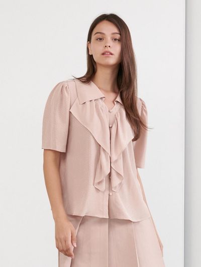 Coett Collar Ruffle Blouse_Indie Pink