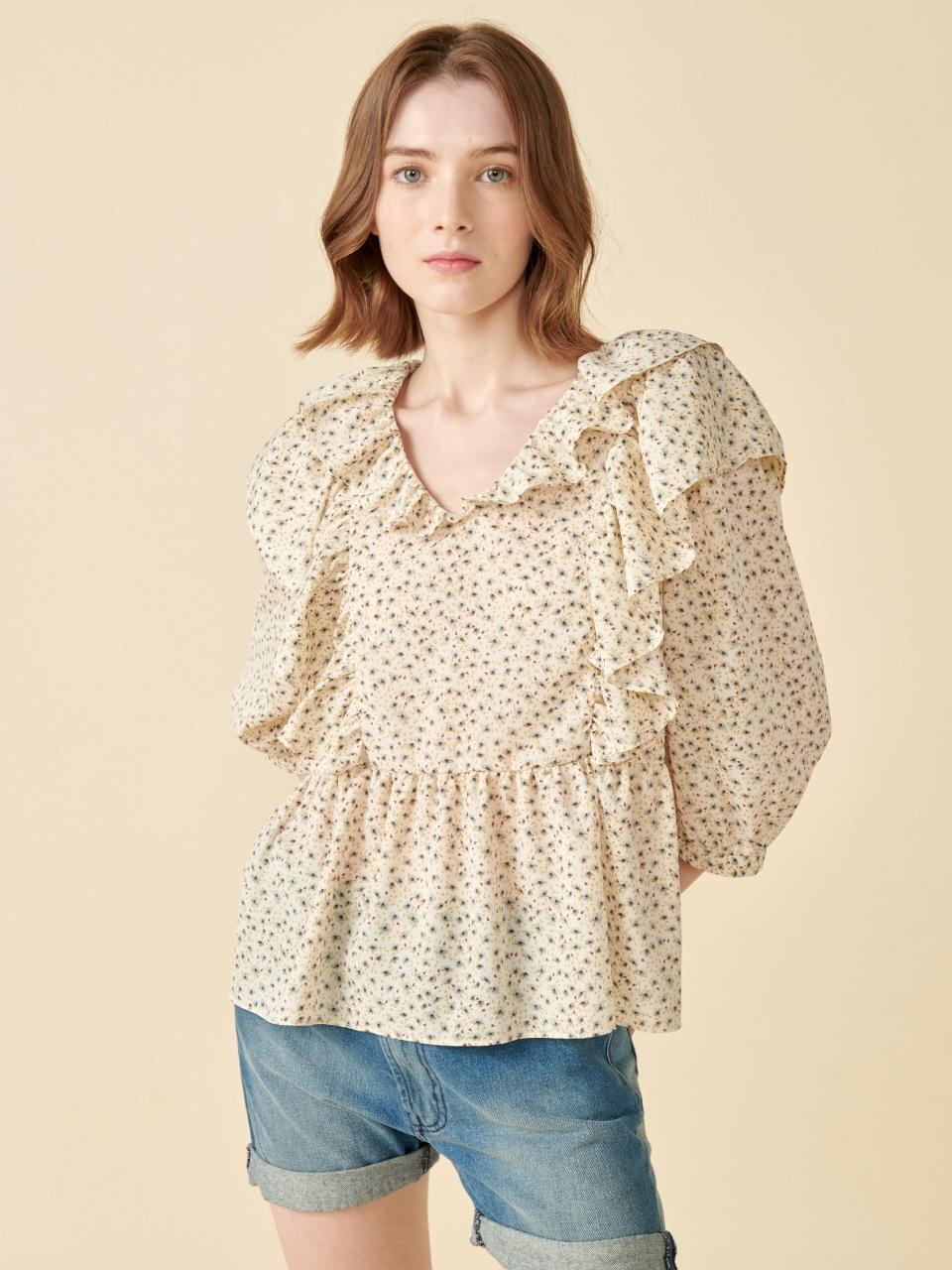 Coett Daisy Shirring Top Coett Daisy Shirring Top Cream