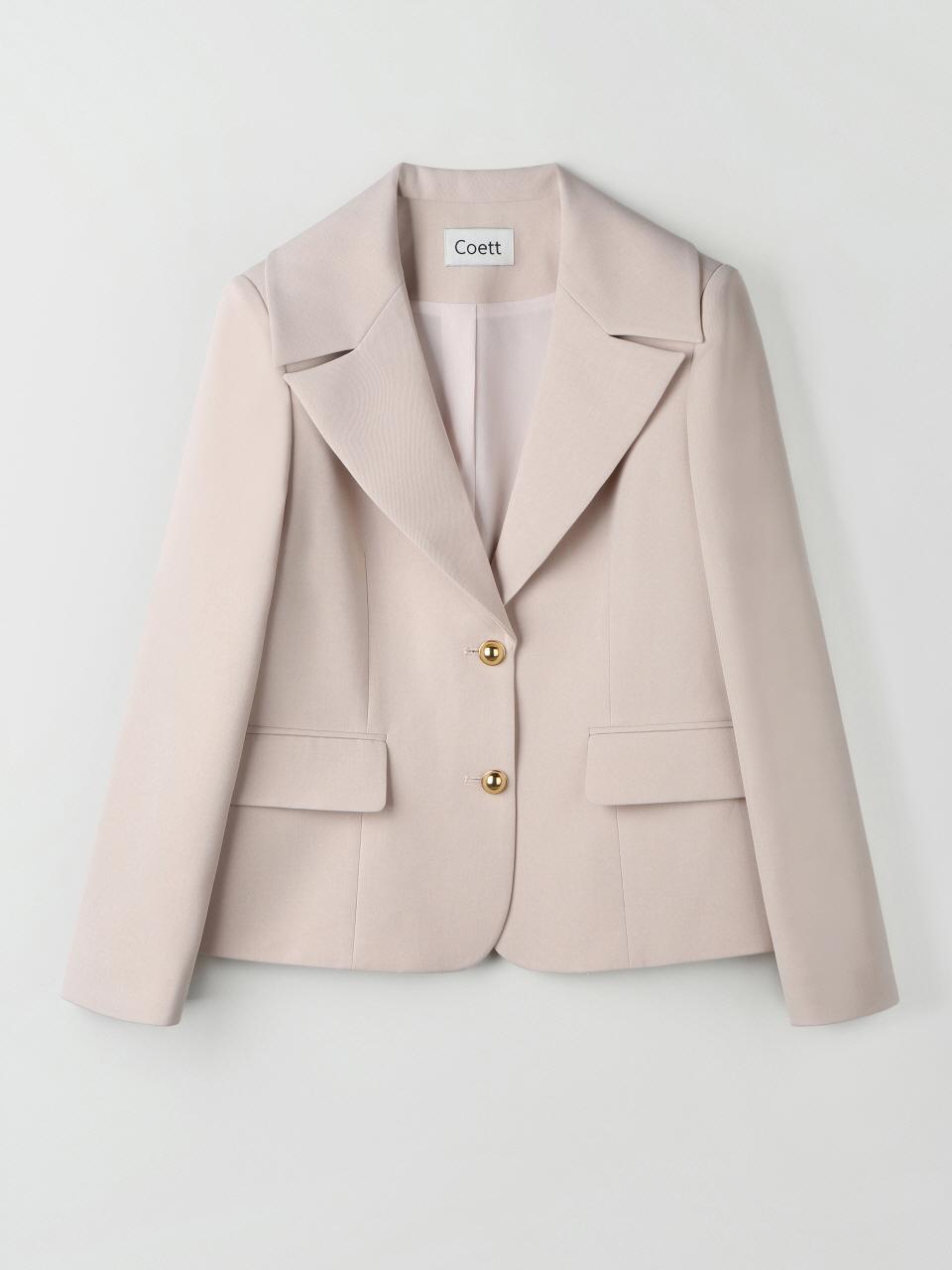 Coett Gold Button Wide Collar Twill Jacket [Pale Pink]