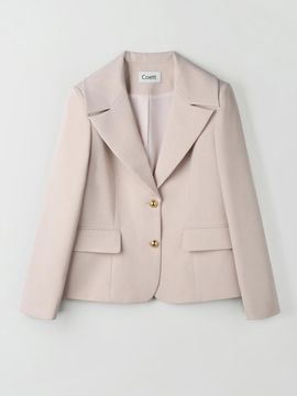 Coett Gold Button Wide Collar Twill Jacket [Pale Pink]