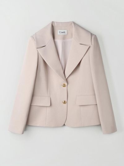 Coett Gold Button Wide Collar Twill Jacket [Pale Pink]