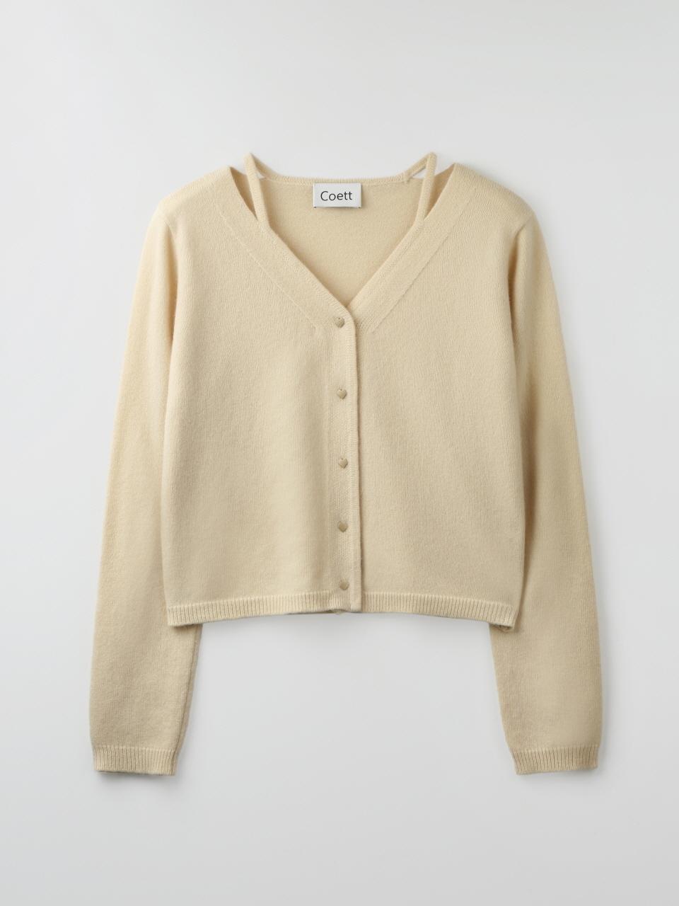 Coett Heart Button Wool Ribbed Cardigan [Yellow]
