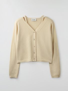 Coett Heart Button Wool Ribbed Cardigan [Yellow]