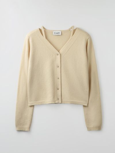 Coett Heart Button Wool Ribbed Cardigan [Yellow]