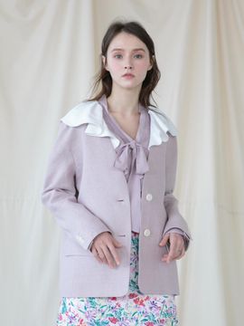 Coett Linen Ruffle Collar Jacket [LAVENDER]
