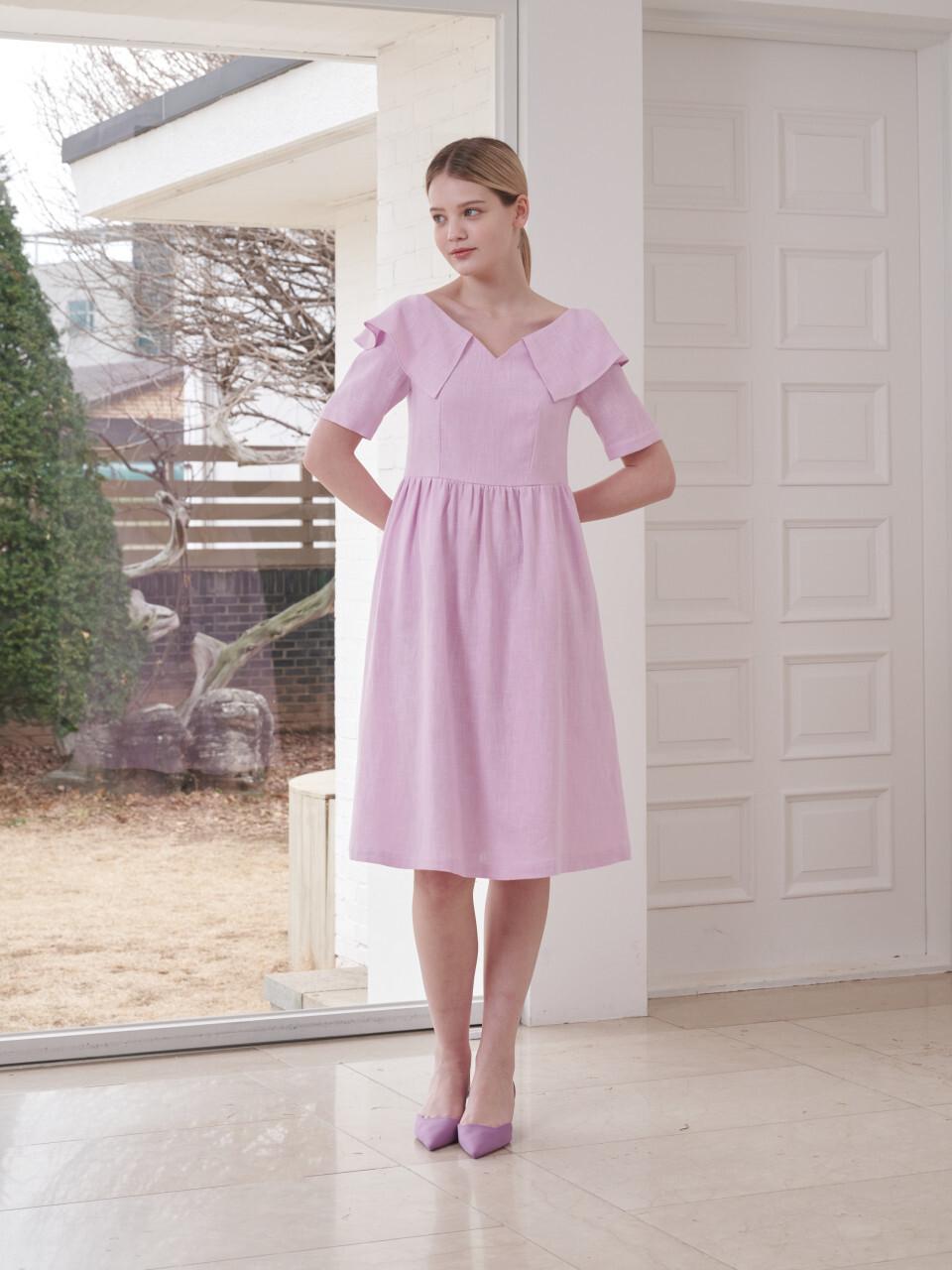 Coett linen ruffle dress lilac