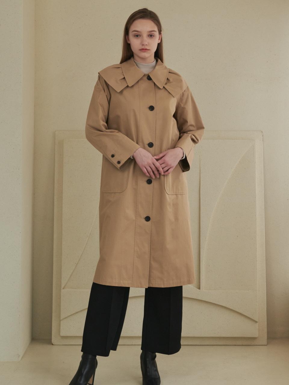 Coett pleated collar trench coat