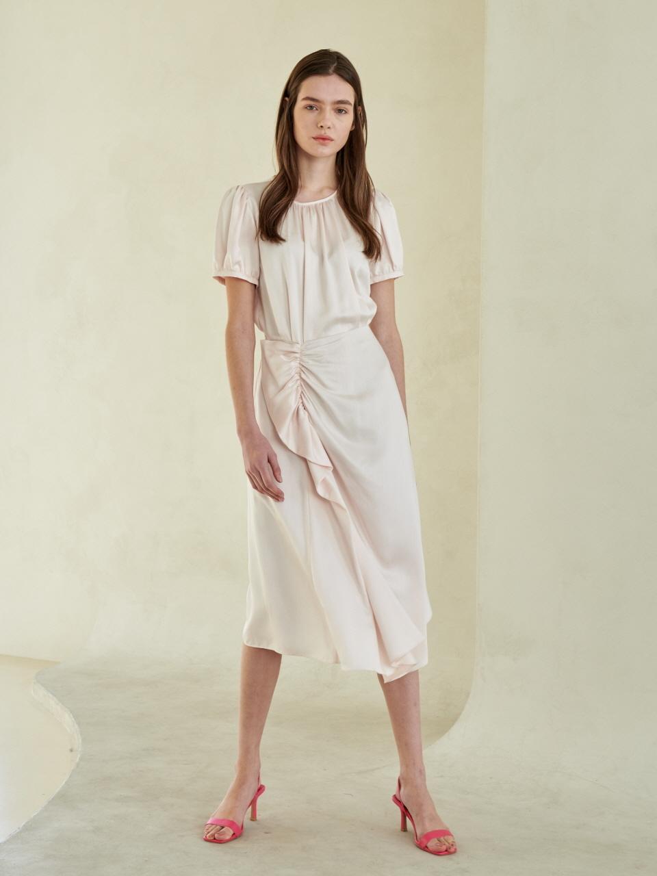 Coett Satin Ruffle dress