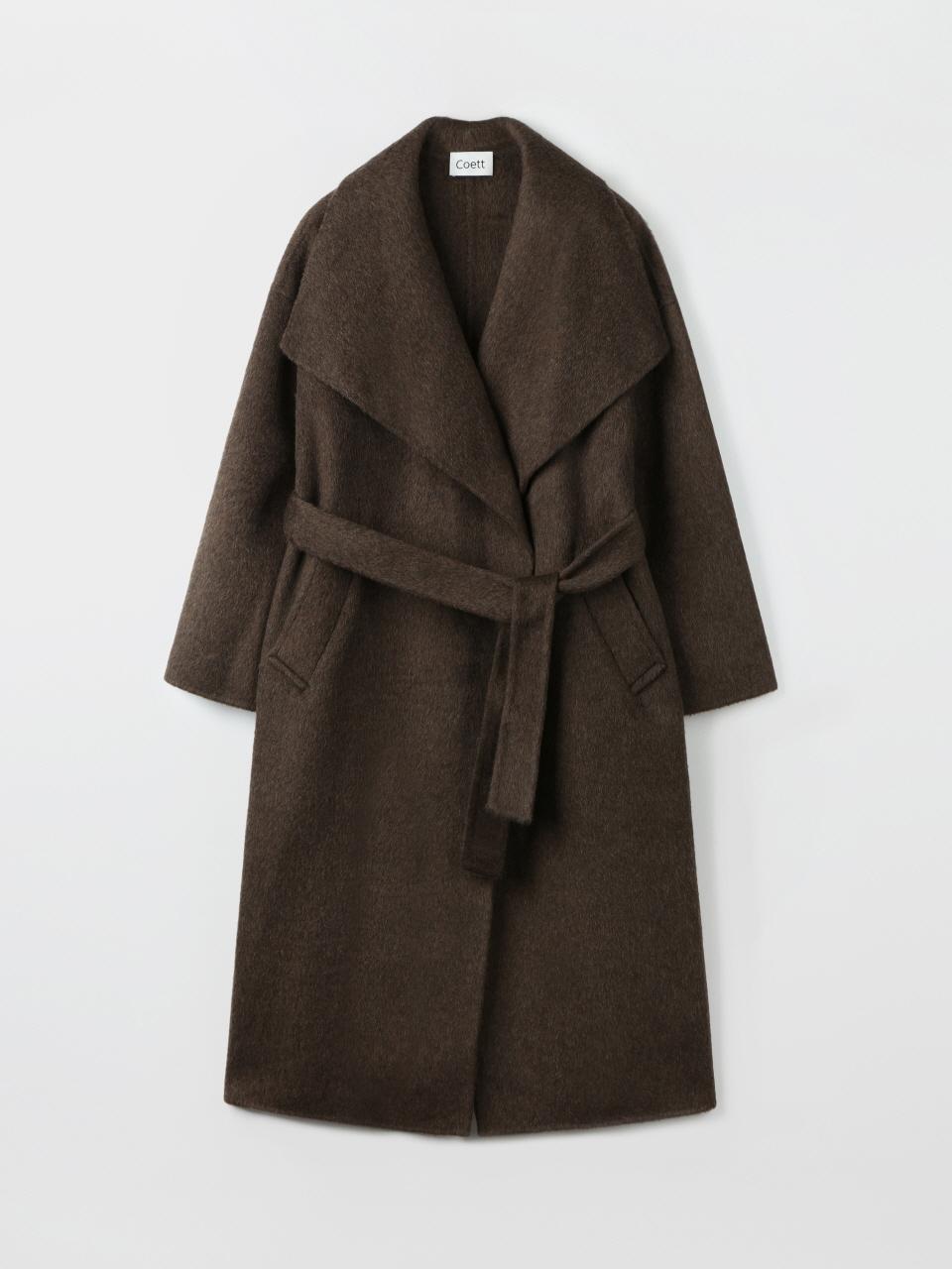 Coett Shawl Collar Loose Fit Wool Coat [Brown]