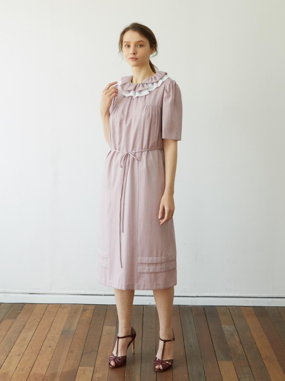 Coett Shirring Collar Dress