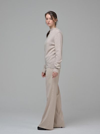 Coett Side Button Wide Straight Tencel Pants [Beige]