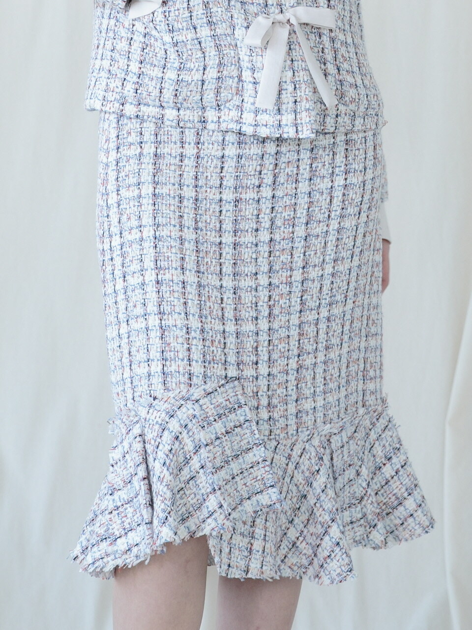 Coett Tweed Ruffle Skirt
