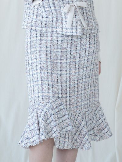 Coett Tweed Ruffle Skirt
