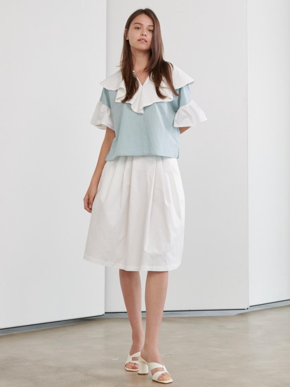 Coett White Ruffle Top_Sky Blue