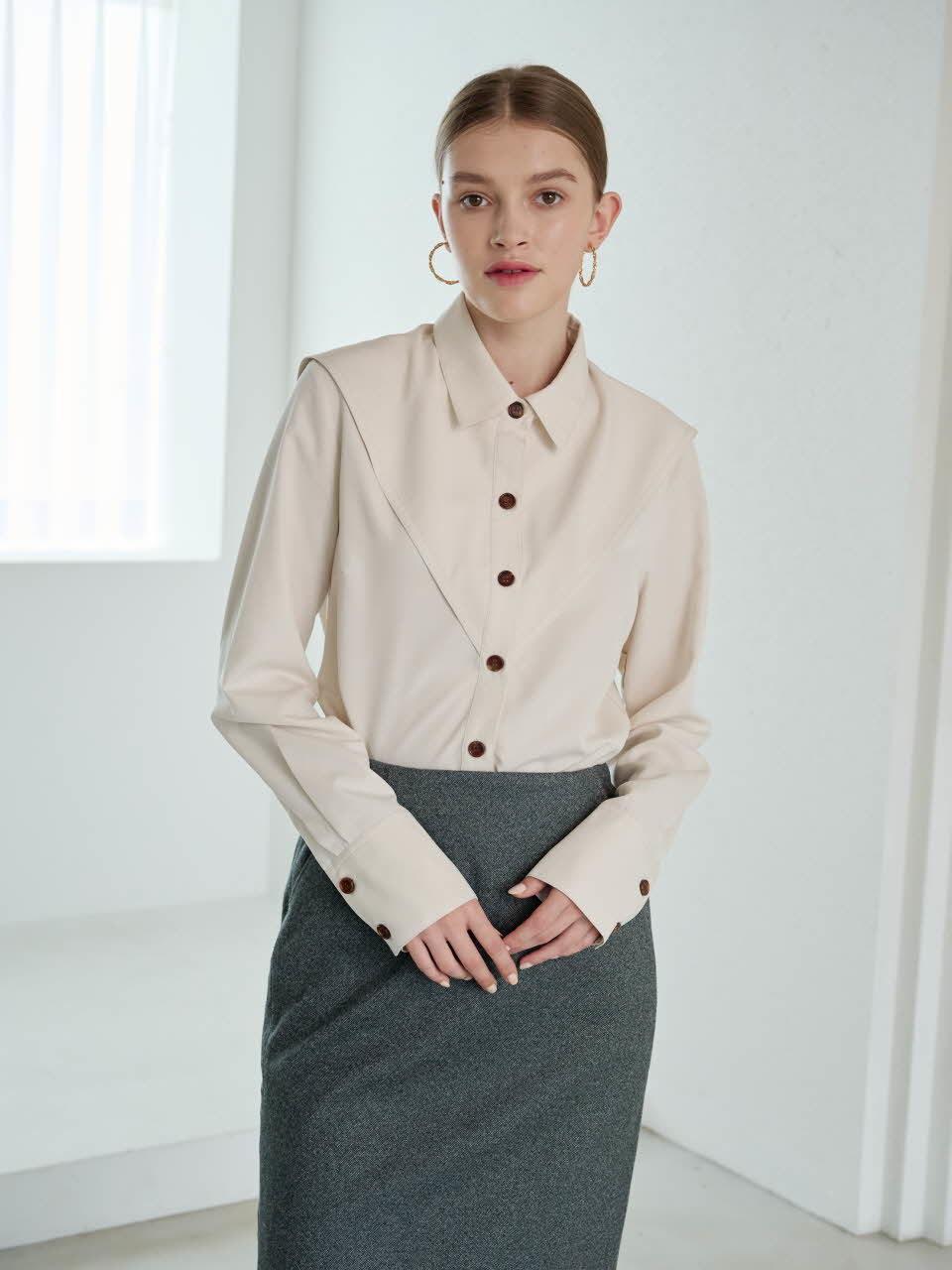 Coett Wing Collar Shirt Wing Collar Shirt_CREAM