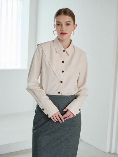 Coett Wing Collar Shirt Wing Collar Shirt_CREAM