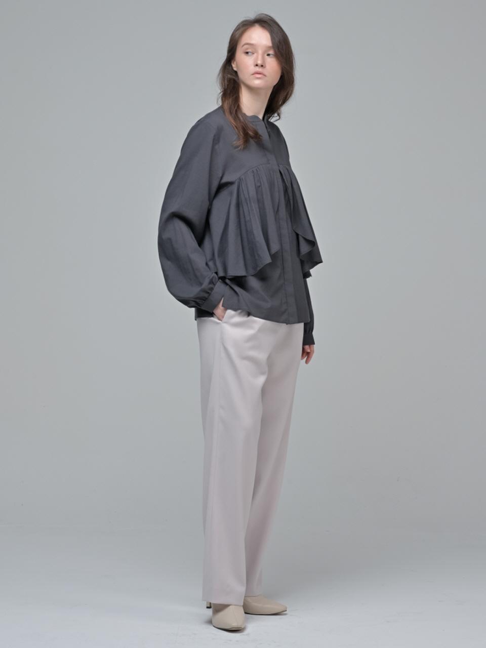 Coett Wool Blend Straight Pants [LIGHT GREY]