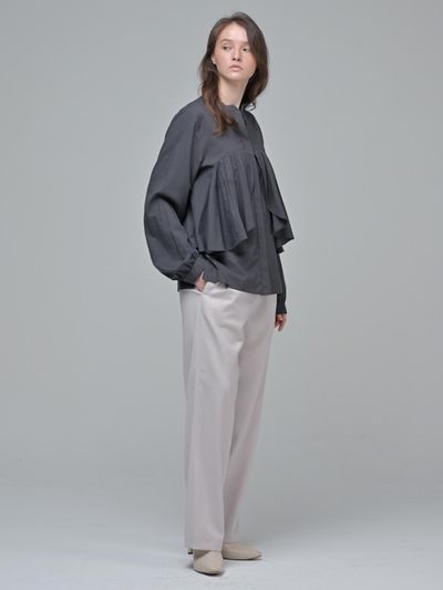 Coett Wool Blend Straight Pants [LIGHT GREY]