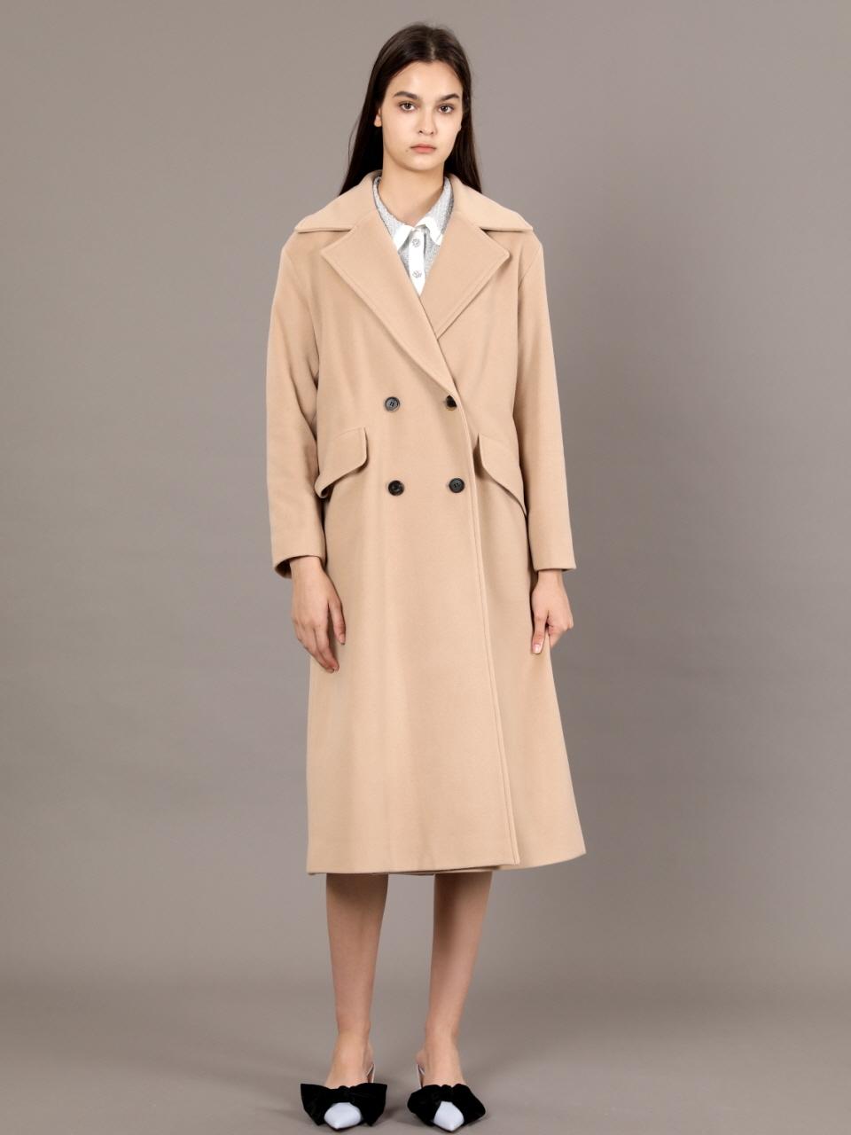 Coett Wool Double Long Coat_BEIGE Wool Double Long Coat_