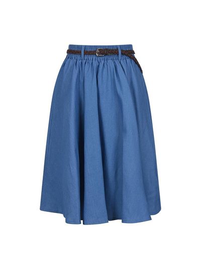 COIINCOS Belt Set Denim Midi Skirt (DZ5MS093)