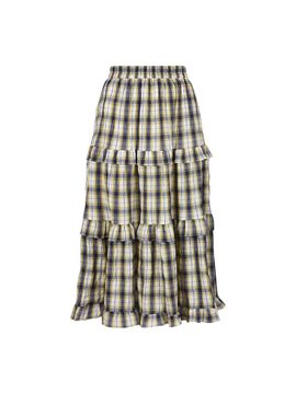 COIINCOS Check Pattern Cancan Long Skirt (DW5MS132)
