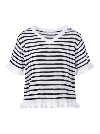 COIINCOS Frill V-neck Short Sleeve Knit (DZ5MP071)