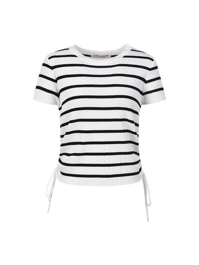 COIINCOS Ribbed Stripe Short Sleeve Sweater (DZ5MP066)