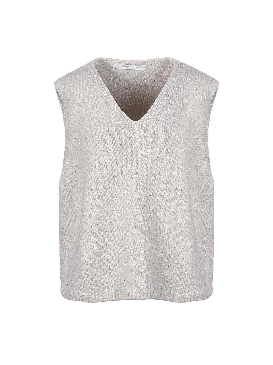 COIINCOS Sequin V-Neck Ribbed Knit Vest (DZ5SV050)