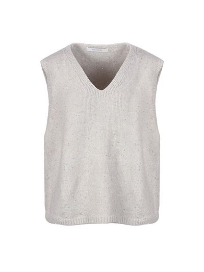 COIINCOS Sequin V-Neck Ribbed Knit Vest (DZ5SV050)