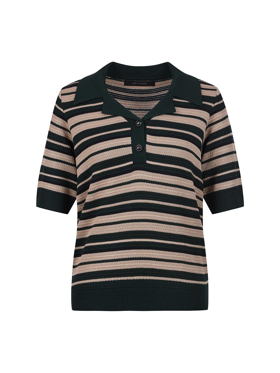 COIINCOS Stripe Collar Two-Burton Short-Sleeved Knitwear_DZ