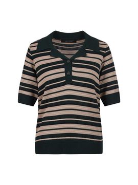 COIINCOS Stripe Collar Two-Burton Short-Sleeved Knitwear_DZ
