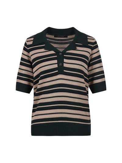 COIINCOS Stripe Collar Two-Burton Short-Sleeved Knitwear_DZ