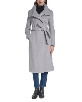 Cole Haan Cole Haan Asymmetric Belted Wool Blend Coat