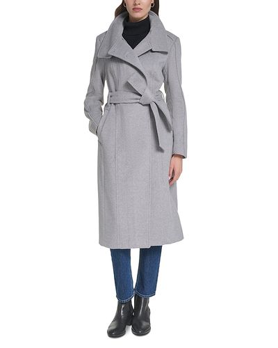 Cole Haan Cole Haan Asymmetric Belted Wool Blend Coat