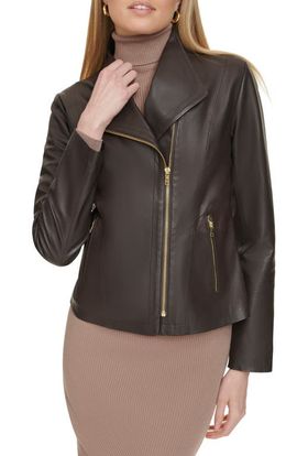 Cole Haan Cole Haan Asymmetric Zip Leather Jacket