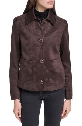 Cole Haan Cole Haan Faux Suede Button Front Jacket