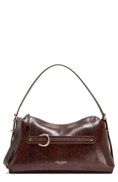 Cole Haan Cole Haan Vivianne Snake Embossed Leather Shoulder Bag