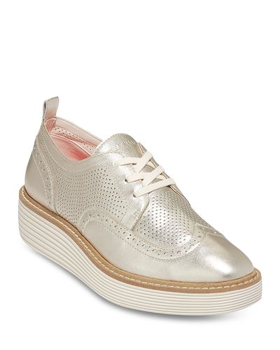 Cole Haan Cole Haan Women's Lace Up Platform Brogue Wingtip Oxford Flats