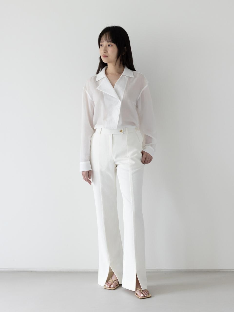 COLIZET Fit & Flared Pants_white