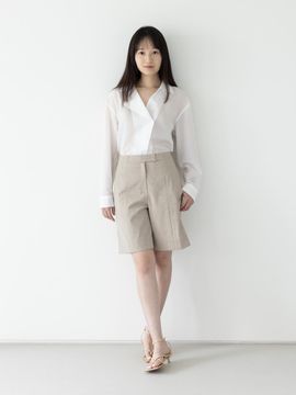 COLIZET Light wool shorts_heather beige
