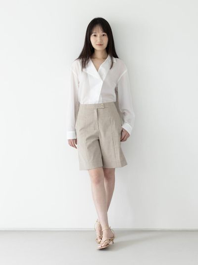 COLIZET Light wool shorts_heather beige