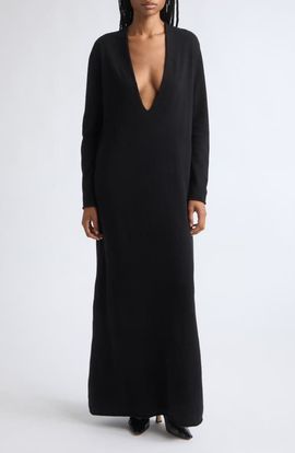 Colleen Allen Colleen Allen Deep V-Neck Extrafine Merino Wool Dress